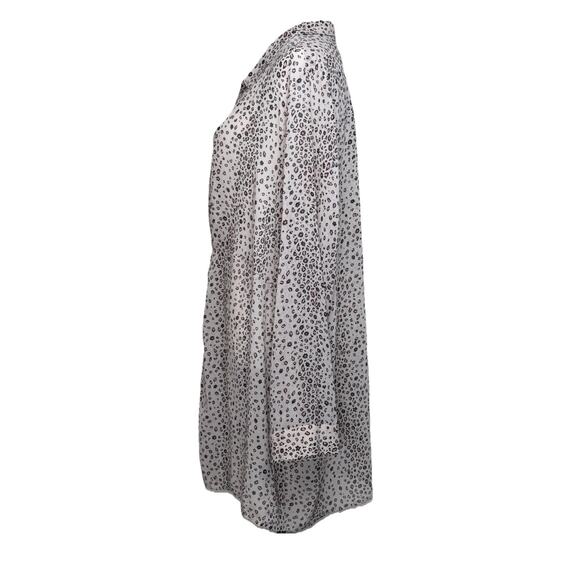 Torrid Women's Tunic Blouse Sz 4 Tan W/ Pink Black Print Flowy Semi Sheer Beach - Picture 9 of 16